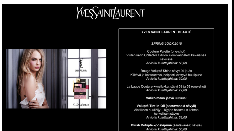 Yves Saint Laurent Beauté - Kevään 2015 meikkilook