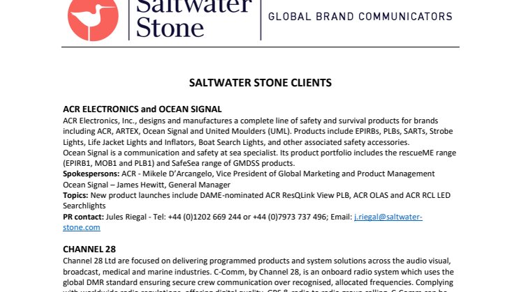 Media Alert: Contact Saltwater Stone with Editorial Requests