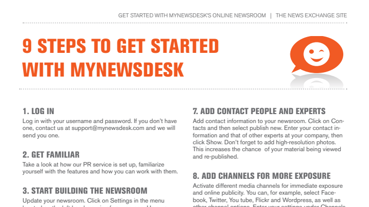 9 kjappe steg for å komme i gang i Mynewsdesk