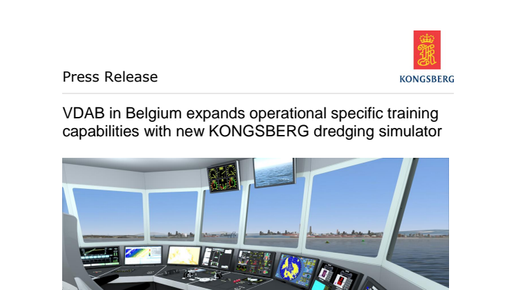 VDAB in Belgium expands operational specific training capabilities with new KONGSBERG dredging simulator