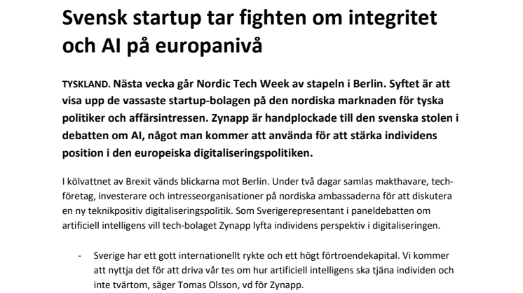 Svensk startup tar fighten om integritet och AI på europanivå