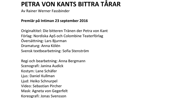 Petra von Kants bittra tårar