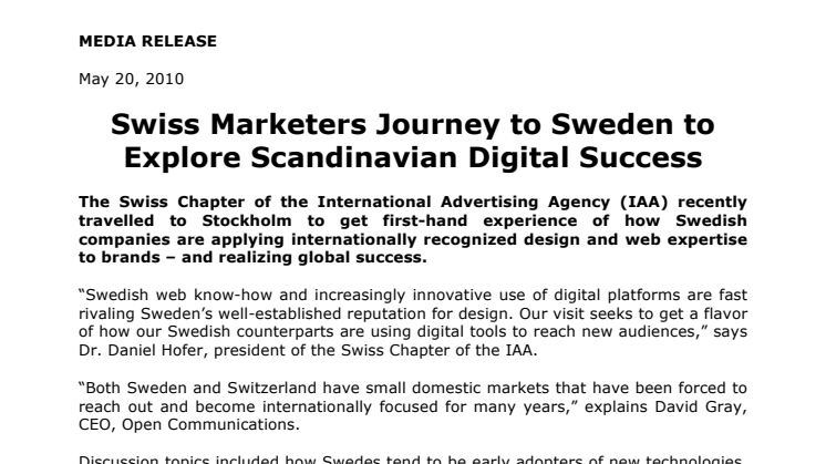 Swiss Marketers Journey to Sweden to Explore Scandinavian Digital Success