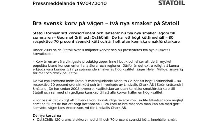 Bra svensk korv på vägen – två nya smaker på Statoil