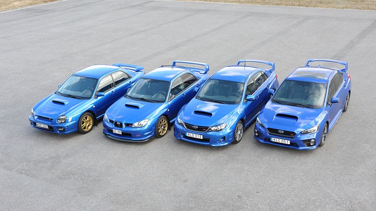 Fyra generationer WRX STI