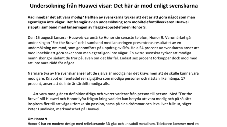 Undersökning från Huawei visar: Det här är mod enligt svenskarna