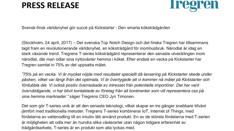 Svensk-finsk världsnyhet gör succé på Kickstarter - Den smarta köksträdgården