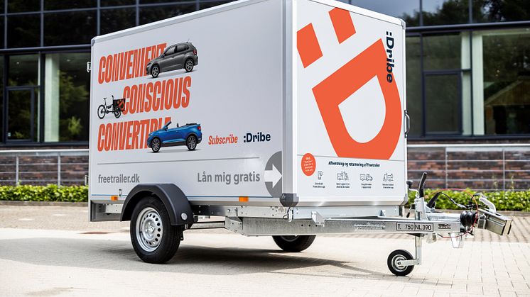 Søborg-virksomheden Dribe, der tilbyder billeje på abonnement, trykker igen på speederen og indleder et splinternyt samarbejde med Freetrailer om gratis trailere. Foto: PR.