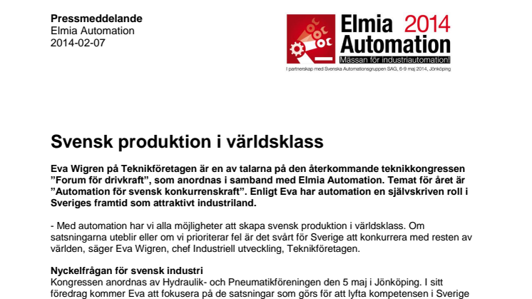 Svensk produktion i världsklass