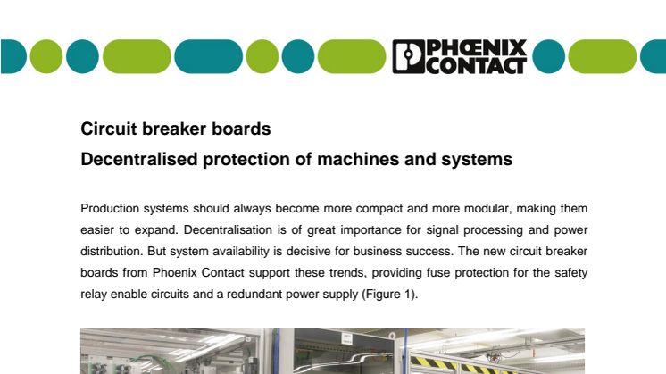 Circuit breaker boards- Decentralised protection of machines and systems