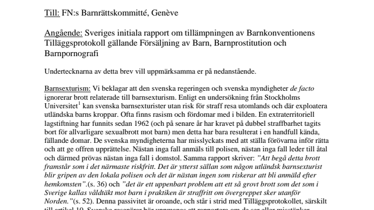 34 ideella barnrättsorganisationer underkänner regeringens första rapport om åtgärder mot nutida slaveri.