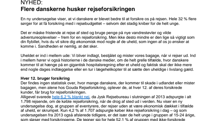 NYHED: Flere danskerne husker rejseforsikringen