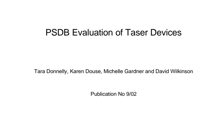UK Home Office Police Scientific Development Branch "PSDB Evaluation of Taser Devices" (2002)