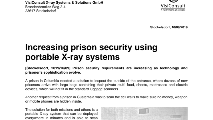 Increasing prison security using portable X-ray systems
