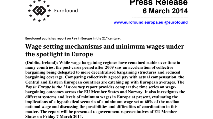 Wage setting mechanisms and minimum wages under the spotlight in Europe