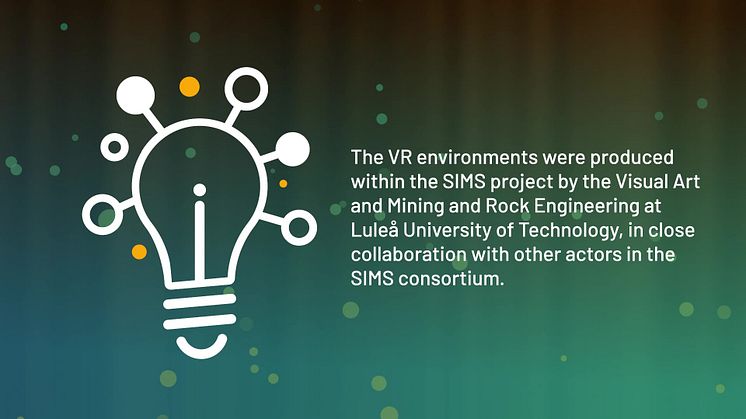 VR-gruvan som utvecklats av  det svenska konsortiet inom SIMS-projektet - Årets Inspirationspris 2020 inom Swedish Mining Innovation Award