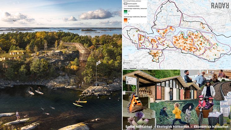 Planpriset 2023, tre av de nominerade projekten – Skärgårdsön Bergön i Söderköpings Kommun, Norrköpings jordbruksmark och Halmstads utbyggnadsplan