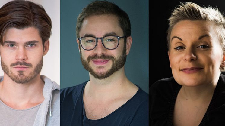 Husregissørar ved Det Norske Teatret, f.v. Johannes Holmen Dahl, Peer Perez Øian og Kjersti Horn