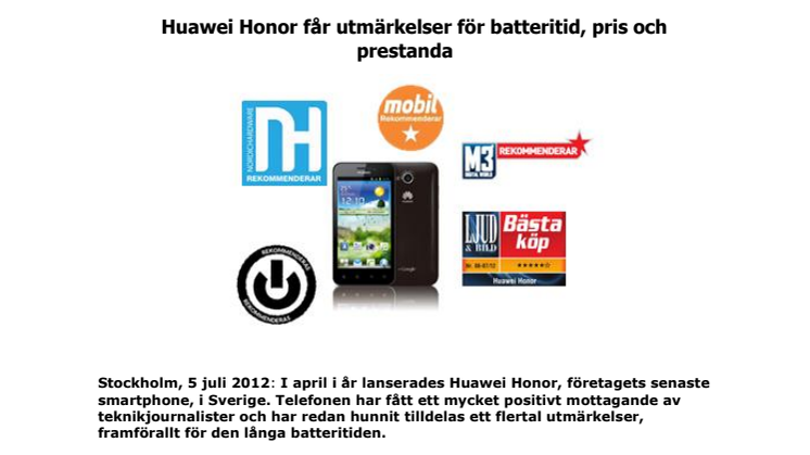 Huawei Honor får utmärkelser för batteritid, pris och prestanda