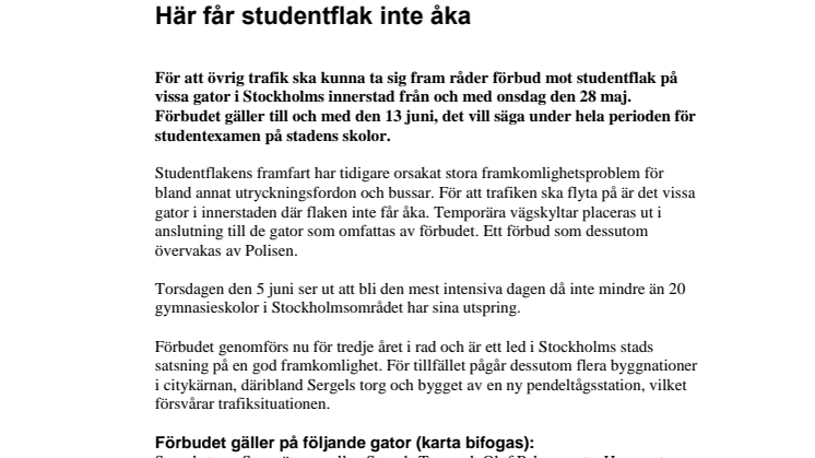 Här får studentflak inte åka