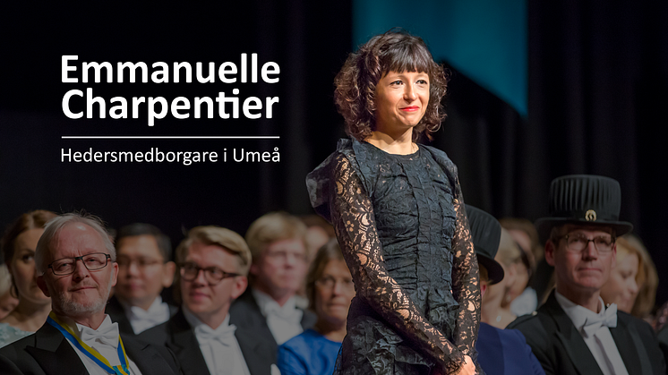 Emmanuelle Charpentier utses till hedersmedborgare i Umeå. Foto: Umeå universitet. (Bilden är tagen i samband med universitetets årshögtid).
