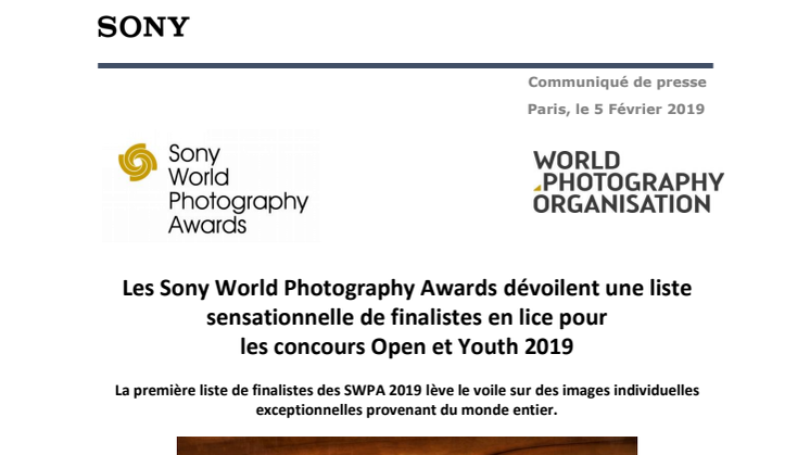 Les Sony World Photography Awards dévoilent une liste sensationnelle de finalistes en lice pour  les concours Open et Youth 2019