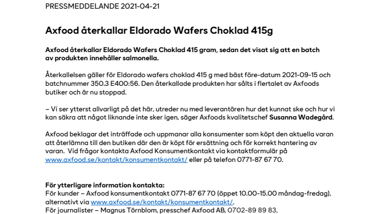 Axfood återkallar Eldorado Wafers Choklad 415g .pdf
