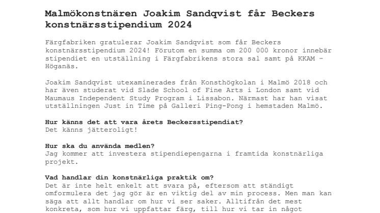 Intervju med Joakim Sandqvist 