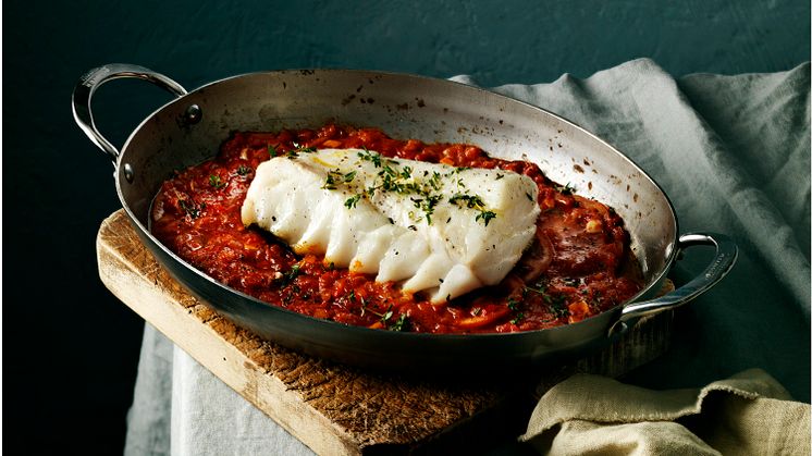 Skrei horno tomate y ajo