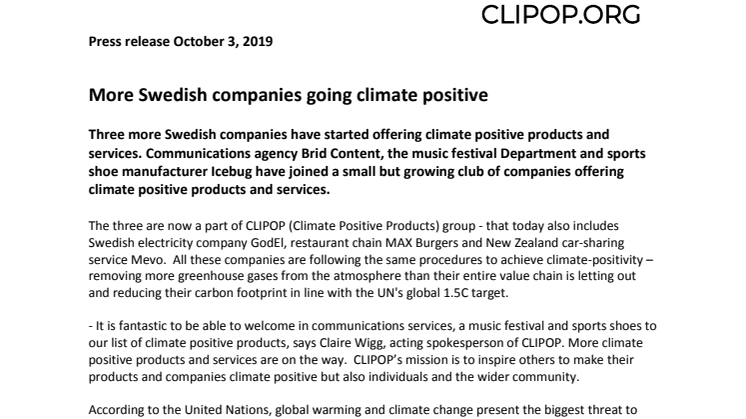 More Swedish companies going climate positive