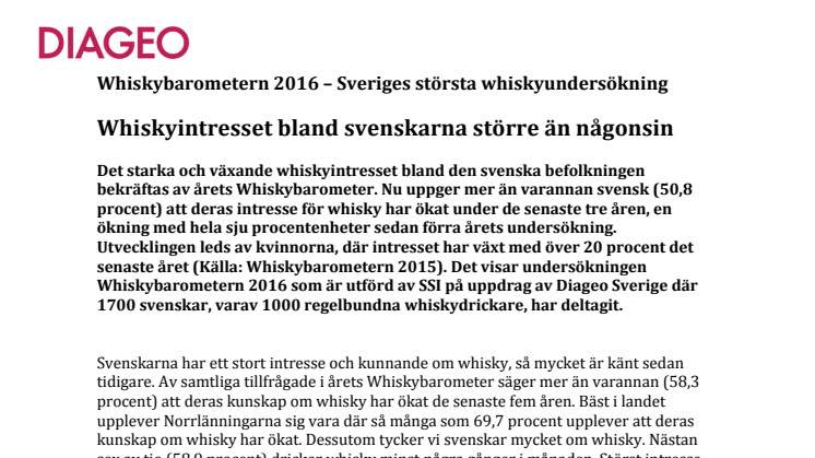 Whiskyintresset bland svenskarna större än någonsin