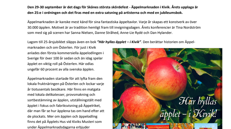 25-årsjubileum för Äppelmarknaden i Kivik