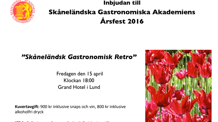 Inbjudan till Årsfest 2016