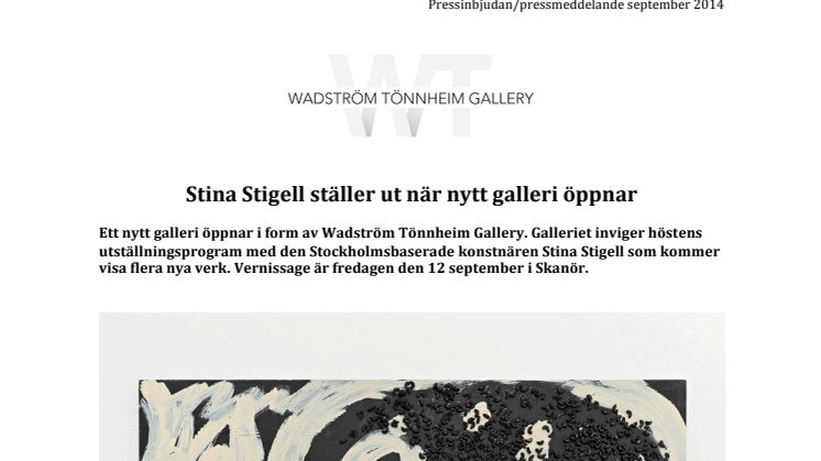 Stina Stigell ställer ut när nytt galleri öppnar 