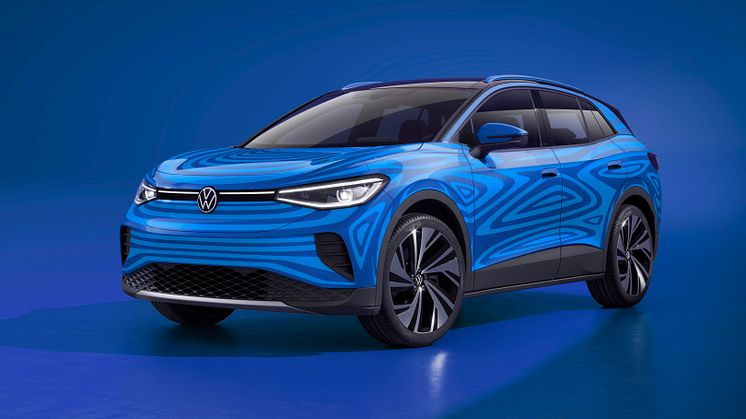 Designskiss på Volkswagens eldrivna SUV ID.4.