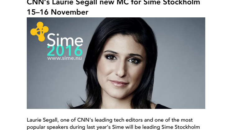 CNN:s Laurie Segall ny programledare för Sime  Stockholm 15–16 november