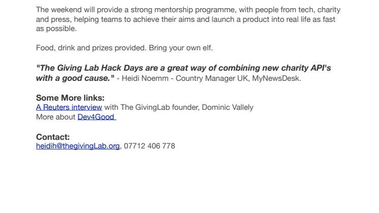 Reinvent Christmas @ The Giving Lab Hack Weekend @GoogleCampus Nov 24+25