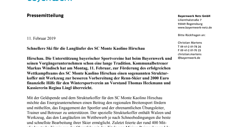 Schnellere Ski für Langläufer des SC Monte Kaolino Hirschau