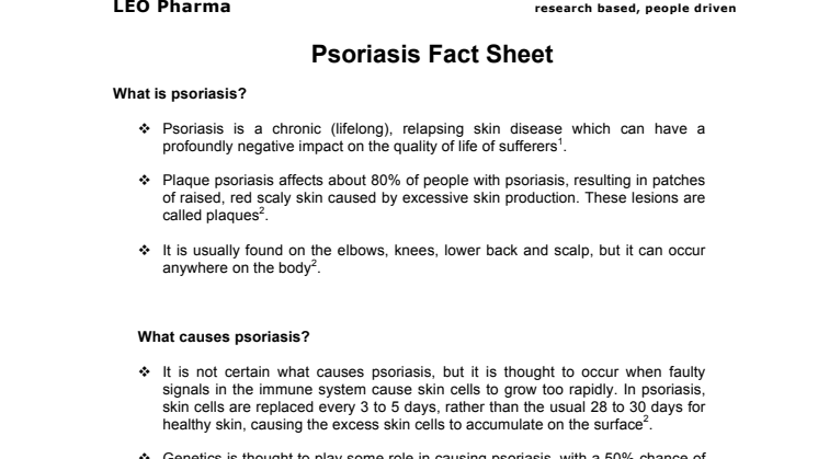 Psoriasis Fact Sheet
