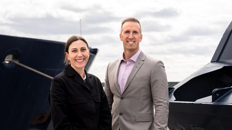 Jenny Marin, logistikansvarig H2 Green Steel och Anders Dahl, vd Luleå Hamn