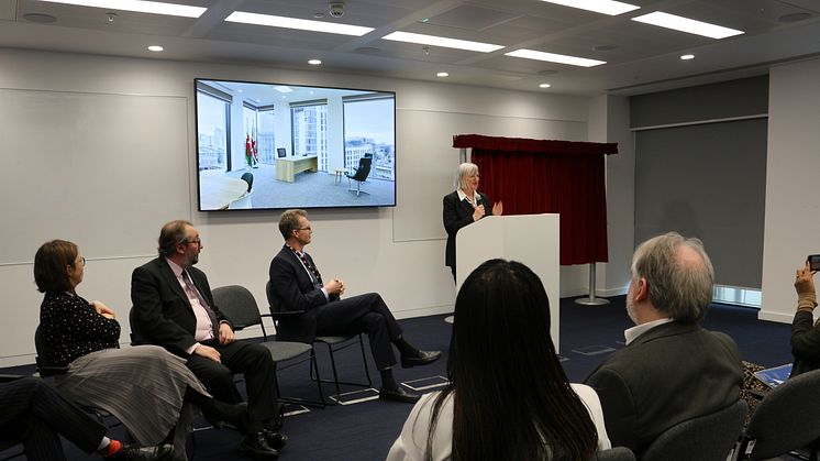 Penny Ciniewicz, HMRC's Director General for Customer Compliance Group, gives a speech at the opening of the UK Government hub in Cardiff