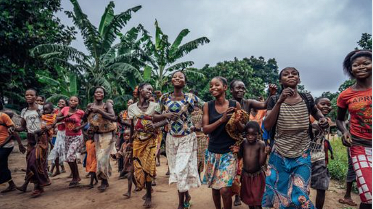 Women Children Greeting Visitors  - Mai Ndombe, Democratic Republic of the Congo