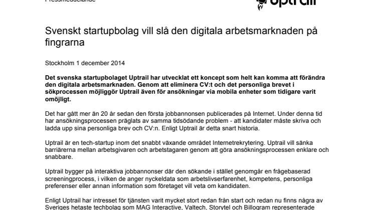 Svenskt startupbolag vill slå den digitala rekryteringsbranschen på fingrarna