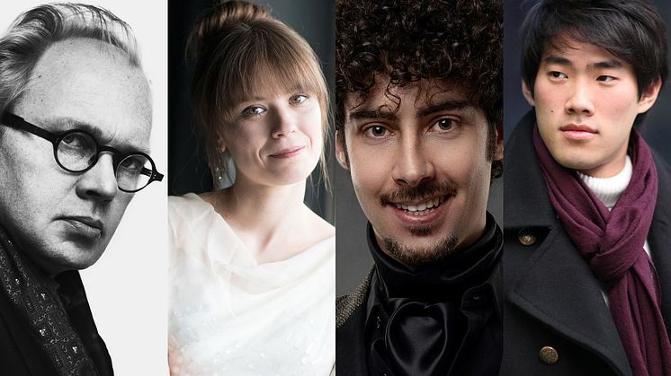 ﻿Från vänster Roland Pöntinen, Anna Fedorova, Federico Colli och Bruce Liu