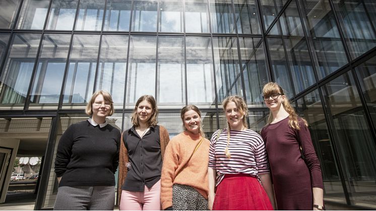 Fr vänster: Ellen Arolin, Linnéa Eriksson, Lovisa Norrsell, Mikaela Svensson och Anna Tenggren.