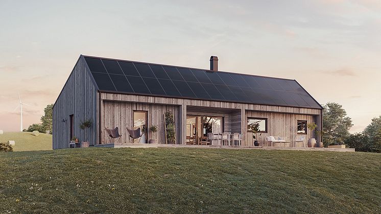 Smart Solar Roof on the roof of Fiskarhedenvillans house model "Lysglimt"