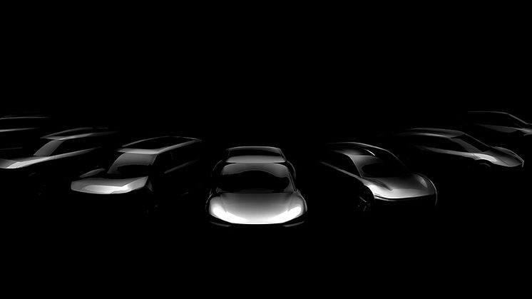 En första skissbild på de sju helelektriska modeller Kia ska lansera fram till 2027.