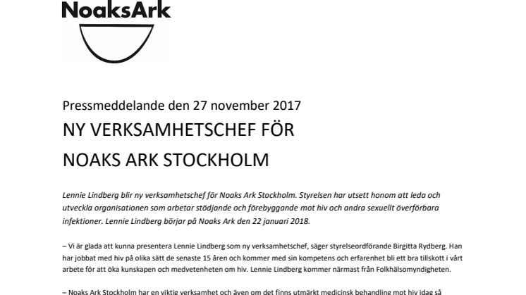 Ny verksamhetschef för  Noaks Ark Stockholm