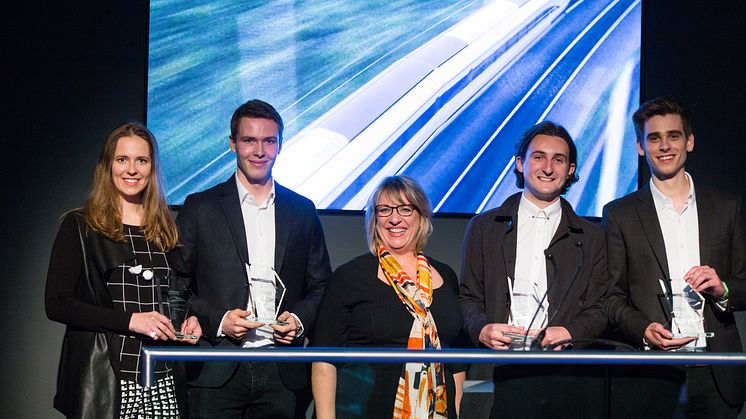 Karen Boswell with deep tube award winners. L to R: Kate Webster, Cas Dahmen, Karen Boswell, Oliver Dixon and Sam Philpott 