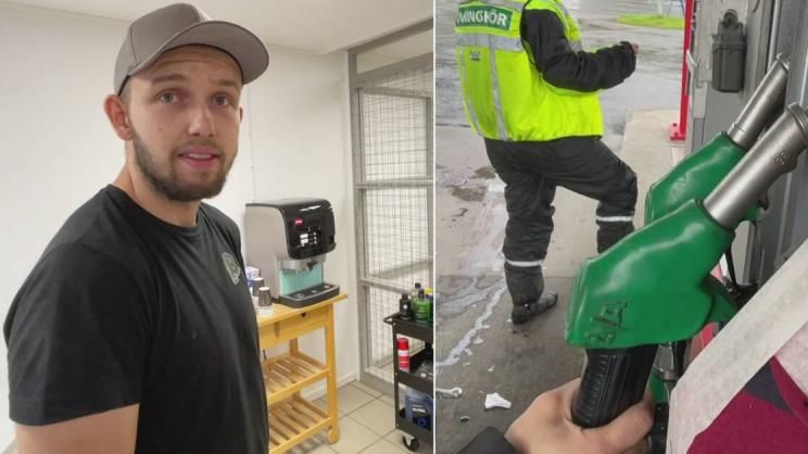 Visning av bensinmacken